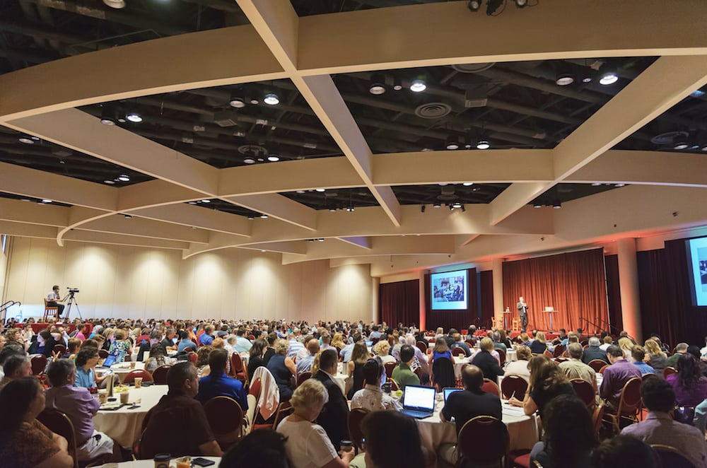 Richard Culatta talking about "Technology as a Tool to Reimagine Learning" in his keynote presentation before 800 attendees at the 2016 Distance Teaching & Learning Conference, Madison, WI.