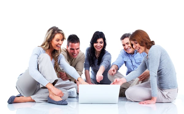 Group of people with laptop computer.