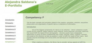 Figure 2.1: Alejandra Saldana-Nann’s e-portfolio in D2L: The top of a competency page